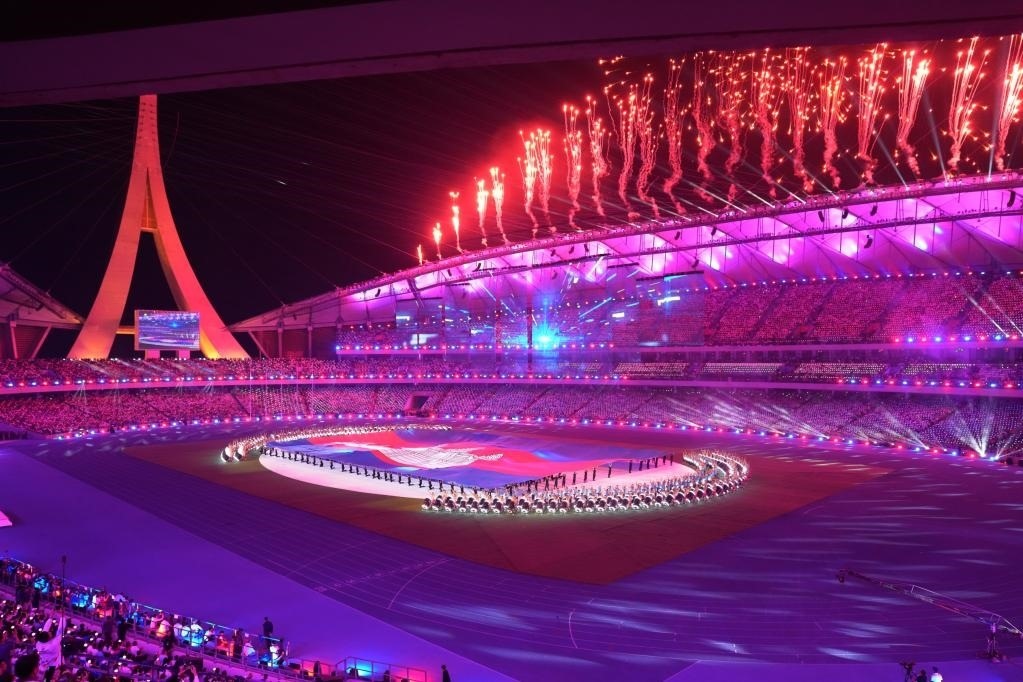 5月5日，第32屆東南亞運(yùn)動(dòng)會(huì)在柬埔寨首都金邊的國(guó)家體育場(chǎng)開(kāi)幕。